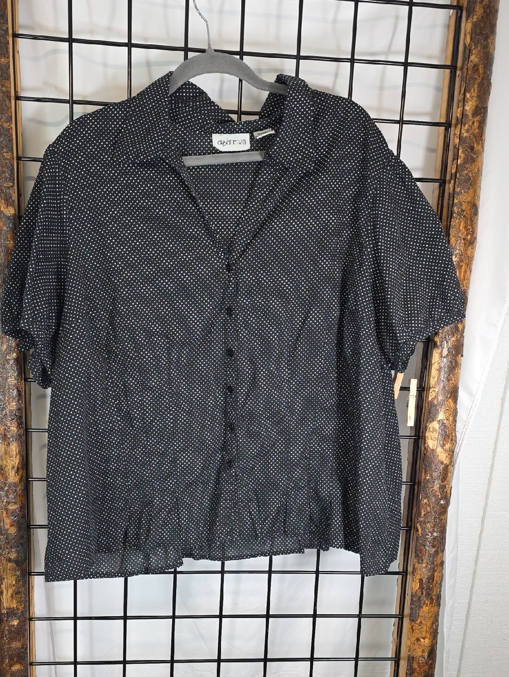 Apparenza Black with White Polka Dot Shirt